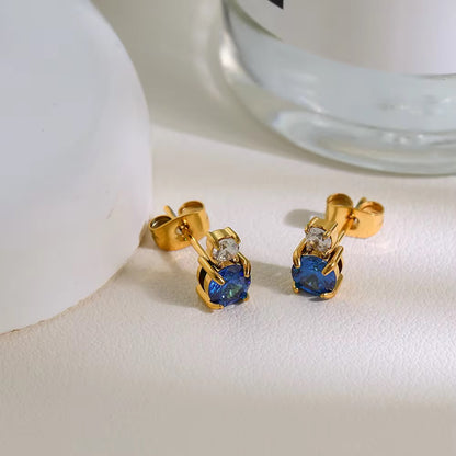 Blue Solitaire Studs