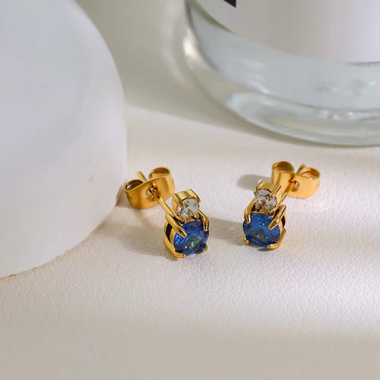 Blue Solitaire Studs