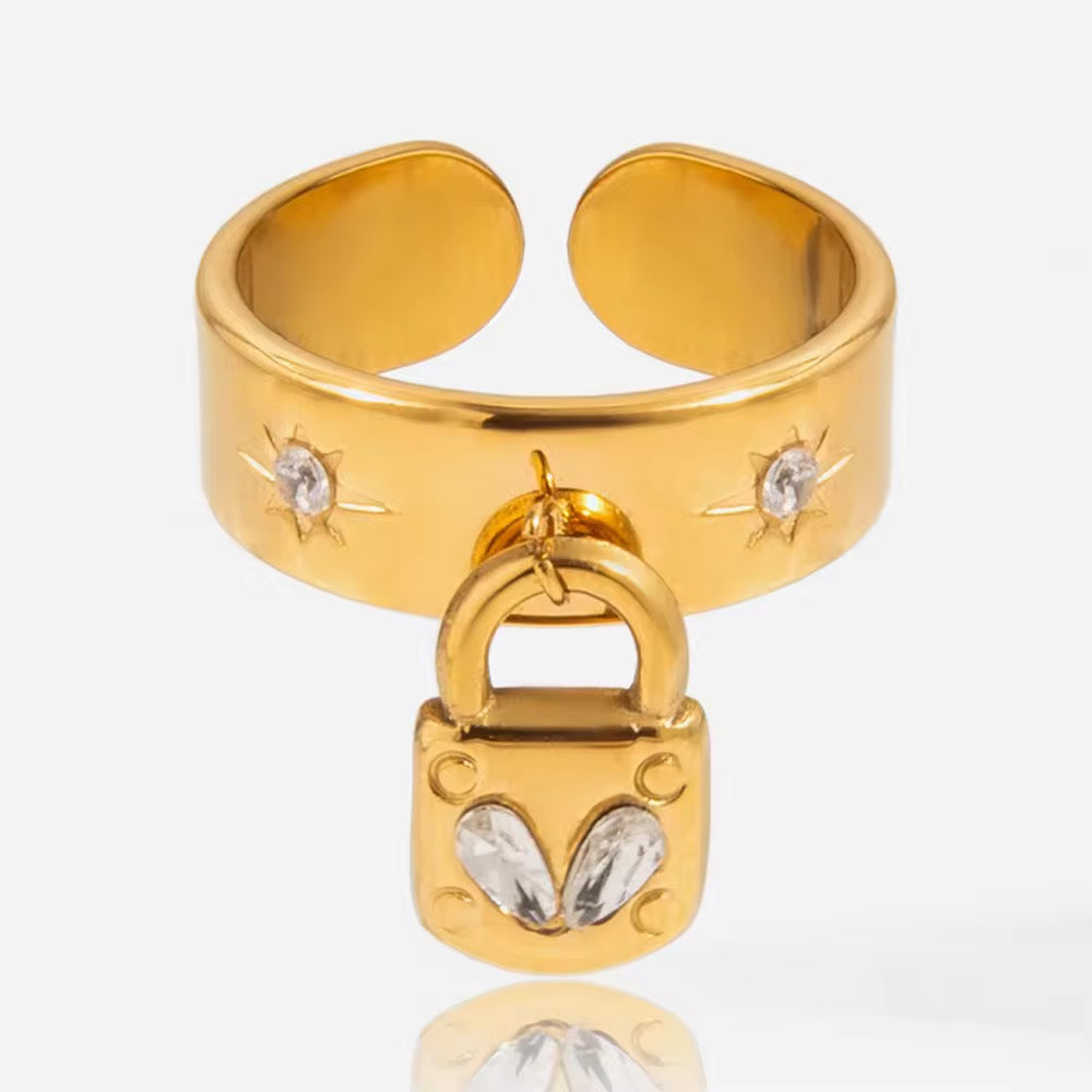 Lock Charm Ring-Size 7