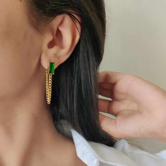 Green Chain Earrings